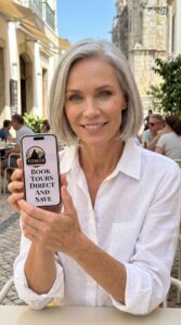 A woman booking a tour direct from the guide
